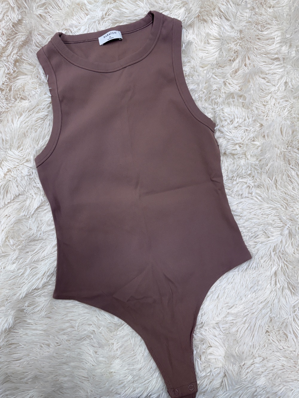 Babaton Ribbed Sleeveless Bodysuit — Brown, Women’s XL